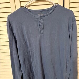 Classic Blue Long Sleeve Henley Shirt